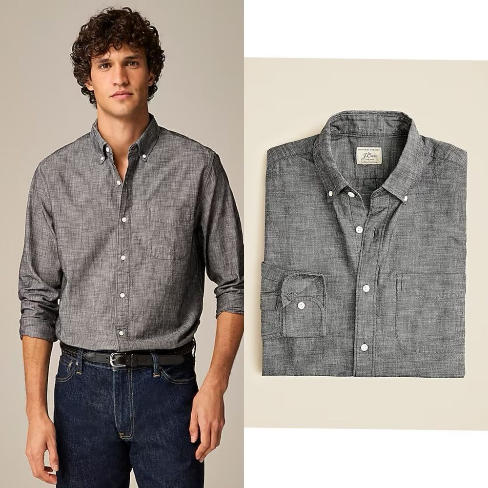 NWT J CREW Organic cotton chambray shirt in Black Chambray